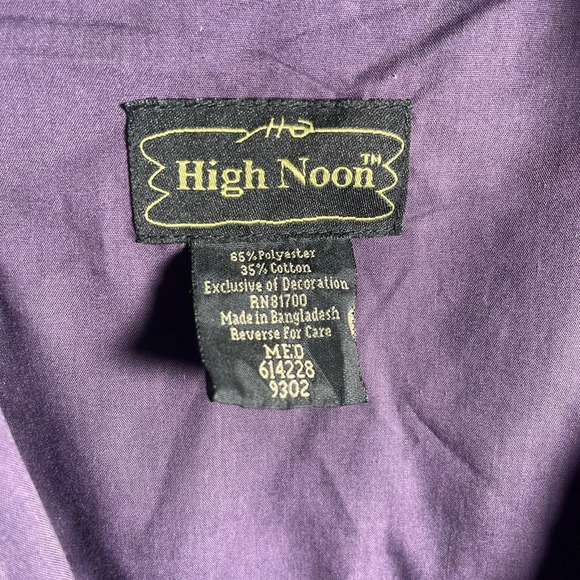 Vintage High Noon Western Pearl Snap Shirt Long Sleeve Purple Men's - Picture 6 of 8